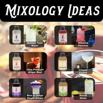 Home Bar Cocktail Mixer Gift Set & Mixology Sampler Kit – 6 pack combo set of 4oz bottles