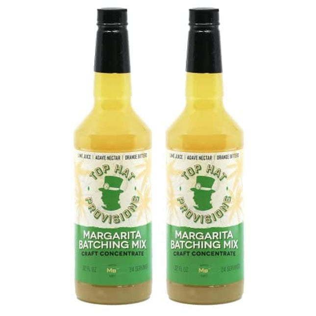 Top Hat Agave Margarita Batching Mix & Frozen Margarita Concentrate - 2 pack of 32oz bottles - 1.25oz pour makes 6oz of Margarita Mix - 1.25oz pour makes 6oz of Margarita Mix – Batch Margaritas on Draft & Frozen Margaritas