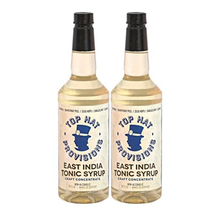 Top Hat East India Quinine Tonic Syrup - 5 times the Natural Quinine of Tonic Water - Make Tonic at Home - Compatible with SodaStream - Just Add Club Soda - 32oz Syrup Concentrate - 2 Pack