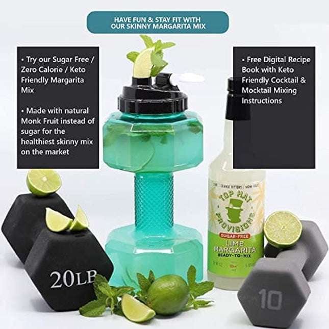 Top Hat Keto Sugar Free Lime Margarita Mix - Naturally Sweetened with Monk Fruit - Craft Mixer for Skinny Margarita Cocktail Drinks - 2 pack 32oz Bottles