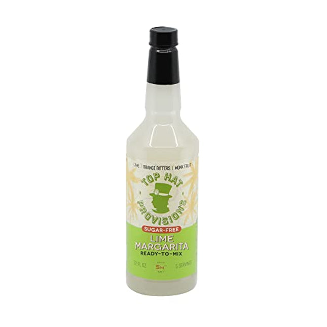 Top Hat Keto Sugar Free Lime Margarita Mix - Naturally Sweetened with Monk Fruit - Craft Mixer for Skinny Margarita Cocktail Drinks - 32oz Bottle
