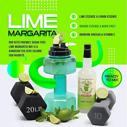 Top Hat Keto Sugar Free Lime Margarita Mix - Naturally Sweetened with Monk Fruit - Craft Mixer for Skinny Margarita Cocktail Drinks - 32oz Bottle