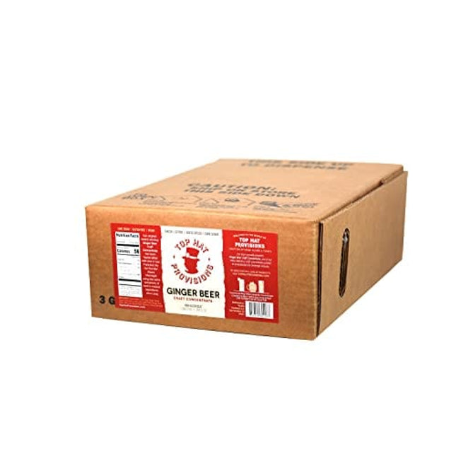 Top Hat Spicy Ginger Beer Soda Syrup BIB Bag in Box Concentrate for Commercial Soda Gun and Fountain Systems - 3 gallon BIB - QCD connection required