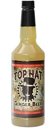 Top Hat Craft Ginger Beer - Ginger Syrup - Moscow Mule Mix (32oz Syrup Concentrate) - Makes 6 Quarts of Ginger Beer at Home - Works with SodaStream