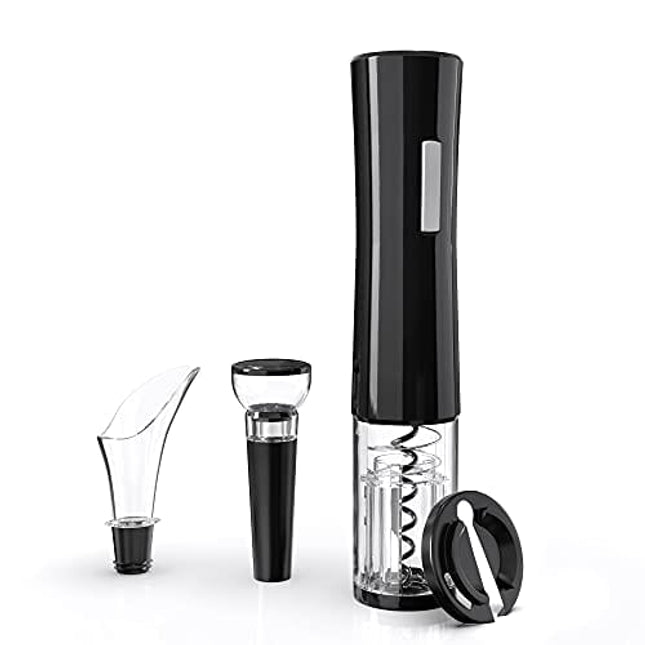 TOPKITCH Electric Wine Opener, Battery-Powered Corkscrew Wine Bottle Opener Automatic Wine Accessories Contains Foil Cutter, Wine Vacuum Pump Stopper, Aerator Pourer Gifts for Wine Lover Home Kitchen