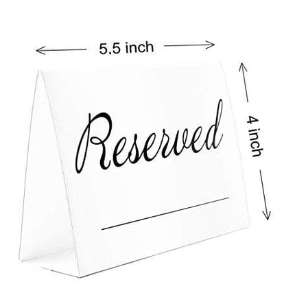 20 Pack Rustic Reserved Table Sign With Name Line - Reserved Signs For Wedding - White Reserved Signs - Wedding Accessories - Tent Cards For Reserving Seats & Places - Place Cards for Party, Event