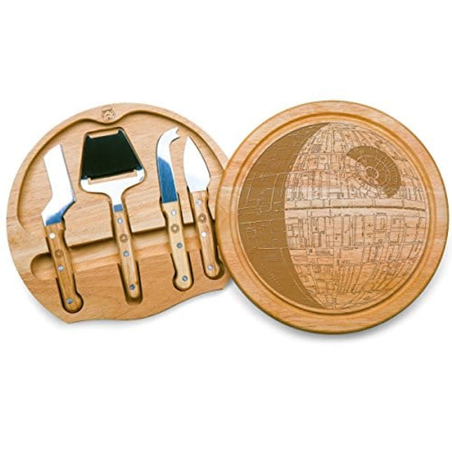 TOSCANA - a Picnic Time brand - Star Wars Death Star Circo Cheese Board and Knife Set - Charcuterie Board Set - Wood Cutting Board, (Parawood)