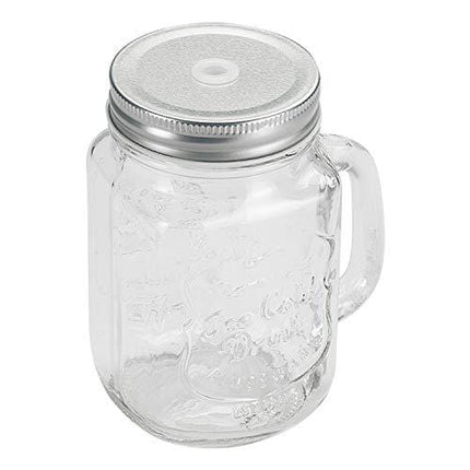 Tosnail 6 Pack 16 Oz. Mason Jar Mugs with Handle, Tin Lid and Plastic Straws - Old Fashion Drinking Glasses