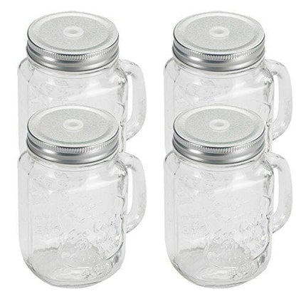 Tosnail 6 Pack 16 Oz. Mason Jar Mugs with Handle, Tin Lid and Plastic Straws - Old Fashion Drinking Glasses