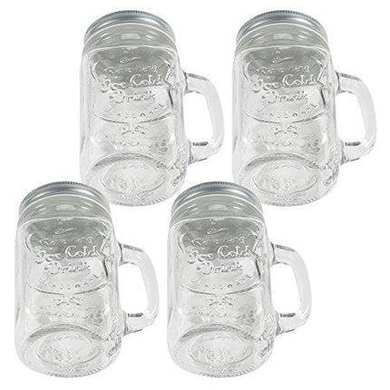 Tosnail 6 Pack 16 Oz. Mason Jar Mugs with Handle, Tin Lid and Plastic Straws - Old Fashion Drinking Glasses