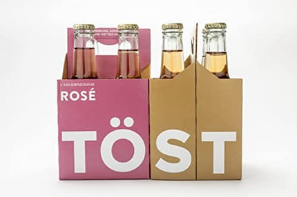 TÖST + TÖST ROSÉ Combo Pack All-Natural Alcohol Free Sparkling Beverage, 8.54 Fl Oz (Pack of 16)