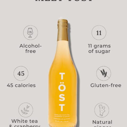 TOST White Cranberry, Ginger and Spice Sparkling White Tea, 750 ML