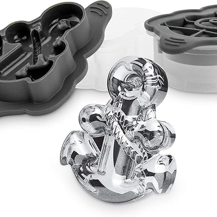 Tovolo Leak-Free, Slow-Melting Silicone Sealed Lid Craft Ice Molds Novelty, Set 2, Charcoal