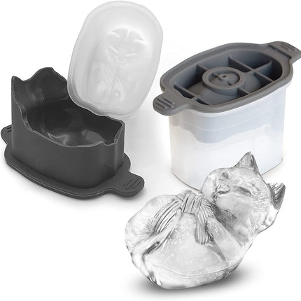 Tovolo Leak-Free, Slow-Melting Silicone Sealed Lid Craft Ice Molds Novelty, Set 2, Charcoal