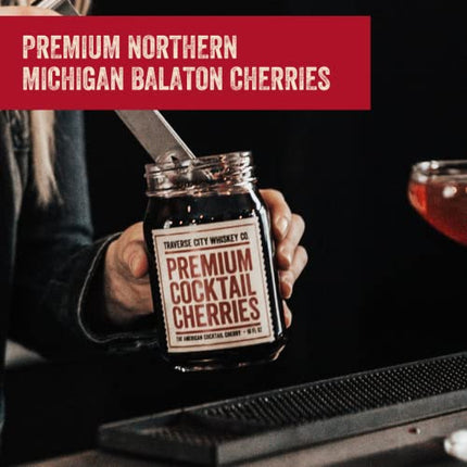 Traverse City Whiskey Co. Premium Cocktail Cherries | Cocktails & Desserts | All American, Natural, Certified Kosher, Stemless, Slow-Cooked Garnish for Old Fashioned, Ice Cream Sundaes & More