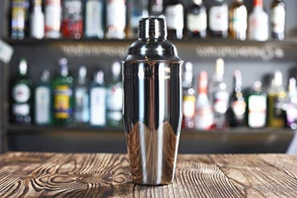 Premium Cocktail Shaker Set – 2 Professional Stainless Steel Martini Shakers (12 Ounce and 24 Ounce) – Built-In Strainer – Double Jigger Included – Bonus Cocktail Recipe eBook