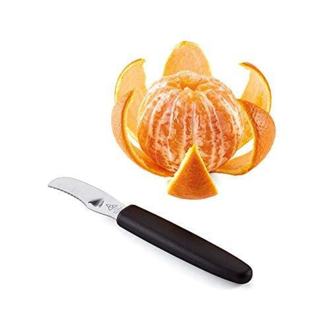 Triangle Germany Multi-functional Orange Peeler, Stainless Steel Canal Knife, Serrated Blade and Straight Blade Combo Tool for Peeling and Decorating Citrus Fruits, Dishwasher Safe
