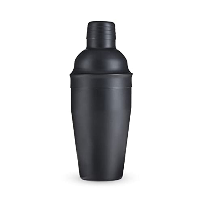True Ash Matte Black Cocktail Shaker, 18 Oz Stainless Steel Cobbler Shaker with Lid & Strainer