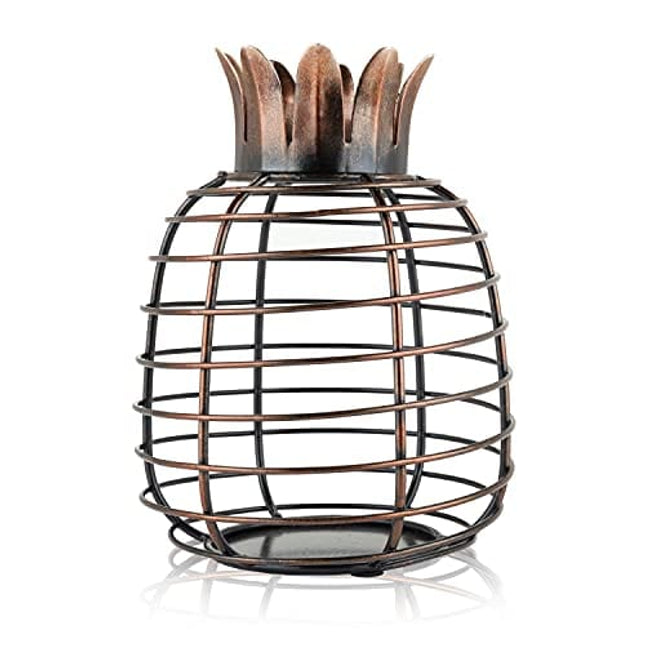 True Juicy Pineapple Holder Wine Décor for Kitchen | Barrel Cage Display Collector | Decorative Vino Cork Storage Box Container Gift, Set of 1, Brown
