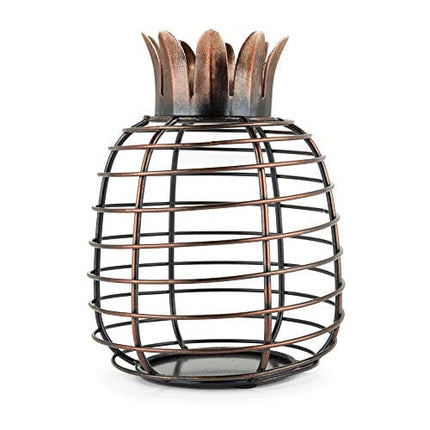 True Juicy Pineapple Holder Wine Décor for Kitchen | Barrel Cage Display Collector | Decorative Vino Cork Storage Box Container Gift, Set of 1, Brown