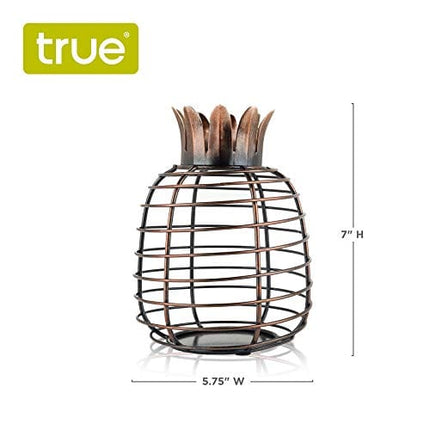 True Juicy Pineapple Holder Wine Décor for Kitchen | Barrel Cage Display Collector | Decorative Vino Cork Storage Box Container Gift, Set of 1, Brown