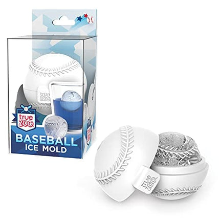 True Zoo Baseball Ice Mold, Silicone Ice Sphere Mold, Novelty Ice Maker, Set of 1, White, Dishwasher Safe, Ice Cube Tray