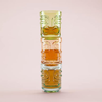 True Zoo Tiki Shot Glasses, Stackable Shot Glass Set, Dishwasher Safe Colored Glass, Holds 2 Ounces, Multicolor, Set of 3