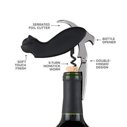 TrueZoo Allie Cat Double Hinged Corkscrew, Novelty Wine Key, Waiter’s Corkscrew Bottle Opener 4.25x2.5x1