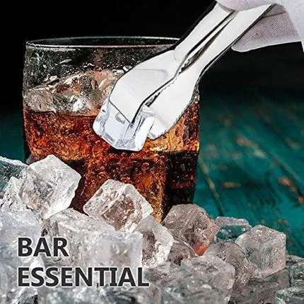 TRUSBER Ice Tongs for Ice Bucket, Stainless Steel Food Serving Tongs, with Claw Grip Teeth 6.7 Inches Perfect for Block Ice Sugar Cubes Bar Hotel Home & Kitchen (Silver)