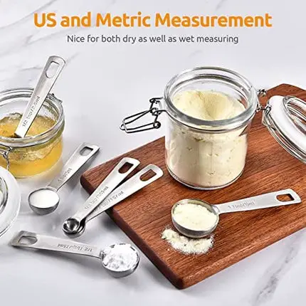 Measuring Spoons: U-Taste 18/8 Stainless Steel Measuring Spoons Set of 7 Piece: 1/8 tsp, 1/4 tsp, 1/2 tsp, 3/4 tsp, 1 tsp, 1/2 tbsp & 1 tbsp Dry and Liquid Ingredients