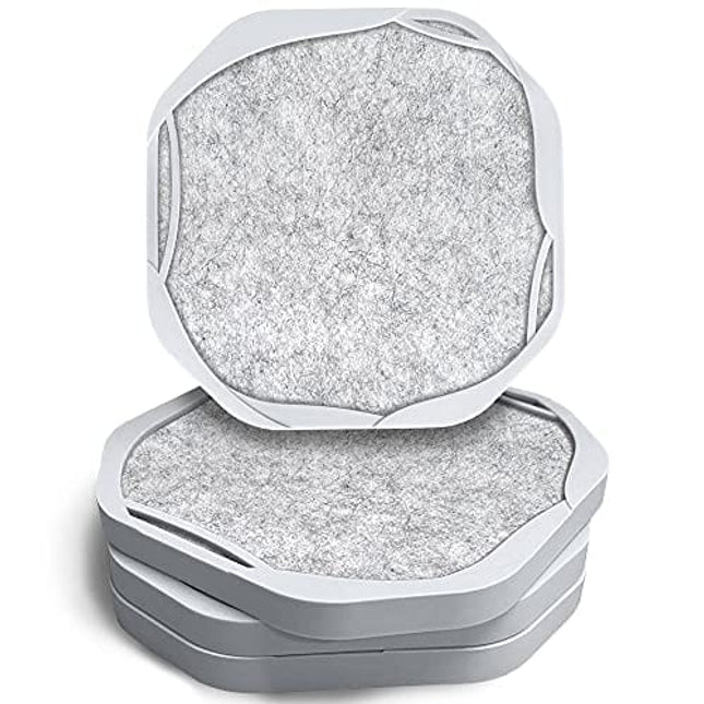 UMIRRO Grey Coasters for Drinks Absorbent, Large Cup Coasters for Tabletop Protection, Unique Novelty Table Mats for Farmhouse, Bar, Office & Home | Non-stick to Cup, Non breakable | Gray Set of 4