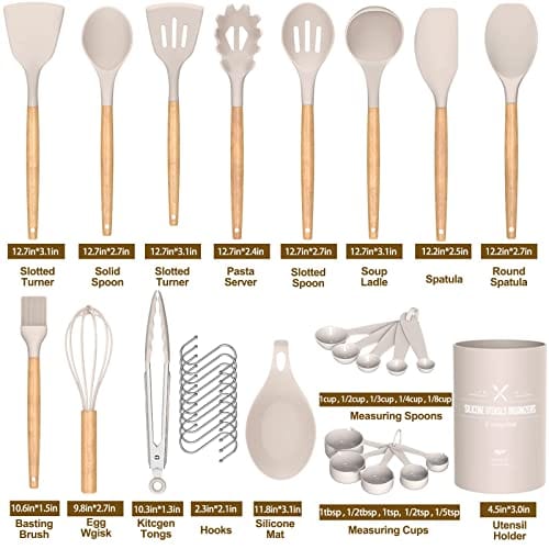 Silicone Cooking Utensil Set,Umite Chef Kitchen Utensils 15pcs Cooking  Utensils Set Non-stick Heat Resistan BPA-Free Silicone