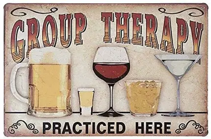 UOOPAI Tin Sign Wall Decor Retro Metal Plaque Bar Pub Vintage Poster Set of 4 with No Working Beer Wine Group Therapy