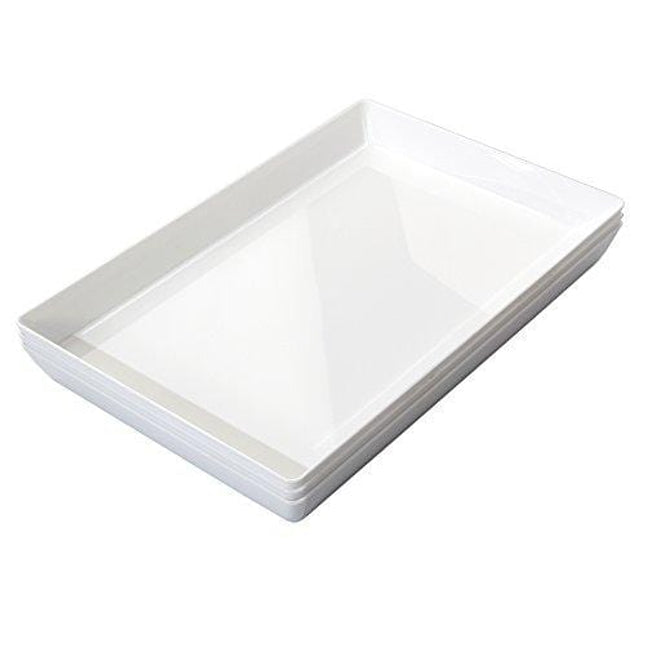 Avant 15" x 10" Plastic Serving Tray | Set of 3 White