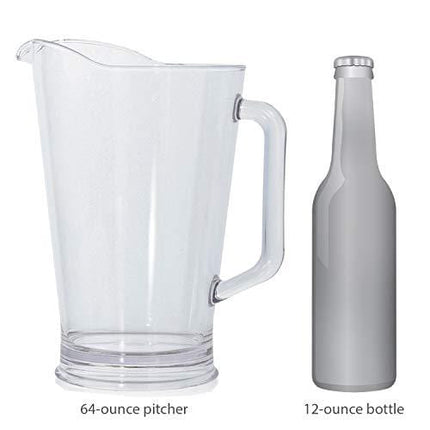 Restaurant Style 64-ounce Plastic Water/Beer Pitcher | set of 2 Clear