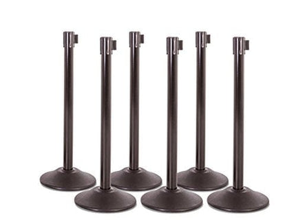 US Weight Heavy Duty Premium Steel Stanchion with Extended 13-Foot Retractable Belt – Black – Six Pack