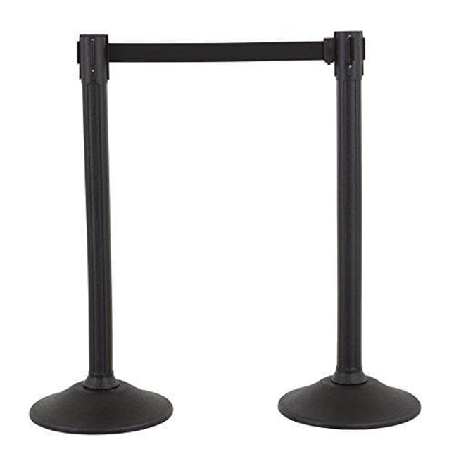 US Weight - U2000 Sentry Stanchion with 6.5 Foot Retractable Belt – Easy Connect Assembly (2-Pack), Black