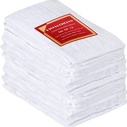 Utopia Kitchen [12 Pack] Flour Sack Tea Towels, 28" x 28" Ring Spun 100% Cotton Dish Cloths - Machine Washable - for Cleaning & Drying - White