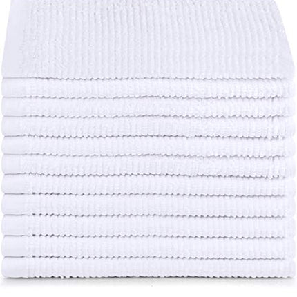 Utopia Towels Ribbed Bar Mop Towels,16 x 19 Inches, 100% Cotton Super Absorbent White Bar Towels, Multi-Purpose Cleaning Towels for Home and Kitchen Bars, (Pack of 12)