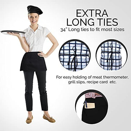 Utopia Wear 12 Pack 3 Pockets Waitress Apron for Kitchen, 24 x 12 Inches.