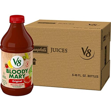 V8 Bloody Mary Mix, Vegetable Juice for Bloody Mary Cocktails, 46 FL OZ Bottle (Pack of 6)