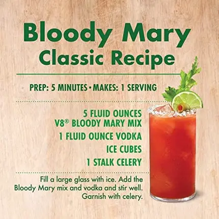 V8 Bloody Mary Mix, Vegetable Juice for Bloody Mary Cocktails, 46 FL OZ Bottle (Pack of 6)