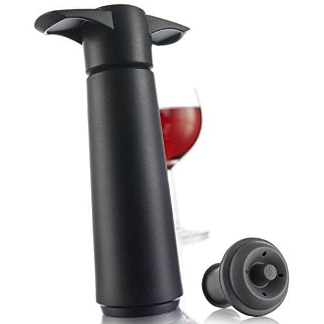 The Original Vacu Vin Wine Saver Pump and Wine Preserver with Vacu Vin Wine Stoppers Vacuum Sealer. Wine Pump and Wine Vacuum Stopper are Black. Wine Bottle Keeper Set Keeps Wine Fresher for Longer.