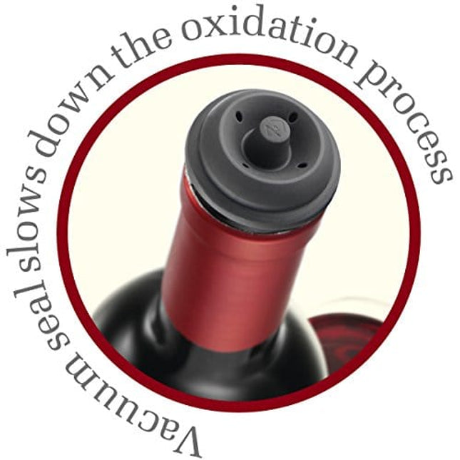 The Original Vacu Vin Wine Saver Pump and Wine Preserver with Vacu Vin Wine Stoppers Vacuum Sealer. Wine Pump and Wine Vacuum Stopper are Black. Wine Bottle Keeper Set Keeps Wine Fresher for Longer.