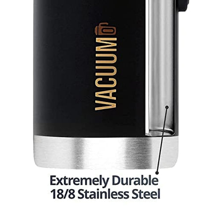 Vacuumo Growlers for Beer - Vacuum Double-Wall Insulation Keeps Cold and Carbonated or Liquids Hot - Leak-Proof Lid & Stainless Steel Thermos Jug/64oz