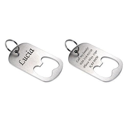 Valyria Frosted Stainless Steel Bottle Opener Dog ID Tags Personalized