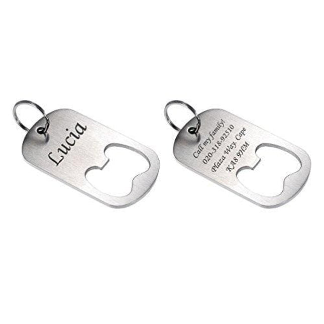 Valyria Frosted Stainless Steel Bottle Opener Dog ID Tags Personalized