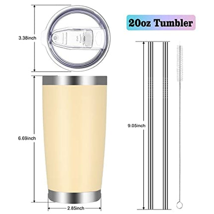 VEGOND 20oz Tumbler with Lid and Straw Stainless Steel Tumbler Cup Vacuum Insulated Double Wall Travel Coffee Mug Powder Coated Coffee Cup(Beige 1 Pack)