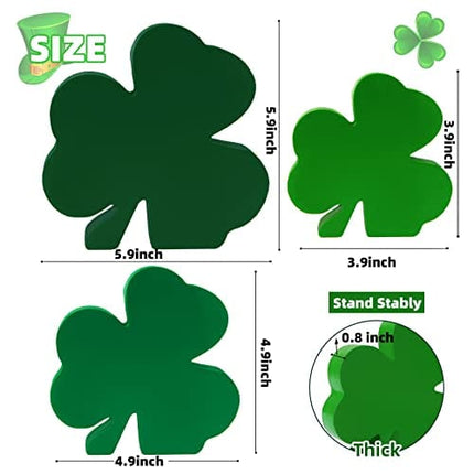 St. Patrick's Day Table Wooden Signs Shamrock Decor Freestanding Irish Clovers Home Party Decoration (3 PC)