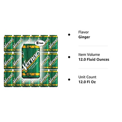 Vernors Ginger Soda, 12oz Can (Pack of 18, Total of 216 Oz)